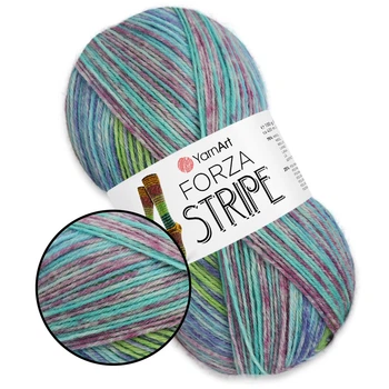 Пряжа YarnArt Forza Stripe, №2804 — 100 г / 420 м, шкарпеткова пряжа з секційним фарбуванням для в’язання шкарпеток, рукавичок та одягу