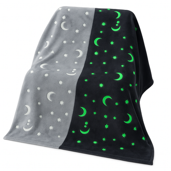 Плед, що світиться в темряві, плюшеве покривало Blanket kids Magic Star 150х100 см флісова ковдра Gray