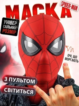 Маска Людини-Павука з дистанційним керуванням на каблучці, рухомими повіками та підсвічуванням