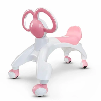 Ходунки-біговел дитячі 4 колеса з вушками-ручками BABY WALKER, Рожевий