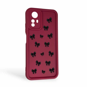 Чехол силиконовый Soft Touch с 3D принтом для Xiaomi Redmi Note 12S 4G бордовый (Полная защита камеры)