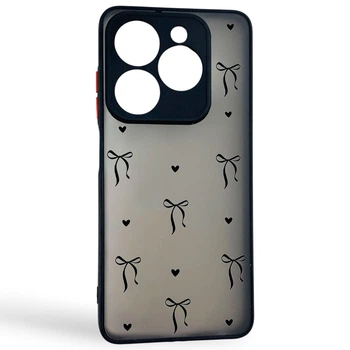 Чехол для телефона Tecno Spark 20C BG7n с 3D принтом бантики с сердцами с высокими бортами с защитой камеры черный