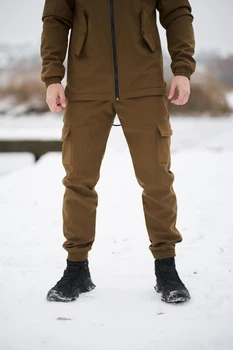 Мужские зимние штаны Softshell на флисе утепленные водостойкие Софтшелл Intruder L Койот
