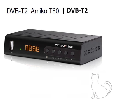 Т2 приймач Amiko T60 | топ-EU бренд, LED дісплеєй та кнопки керування на передній панелі, SCART, HDMI, USB, DVB-T2
