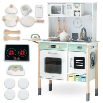 Дерев'яна інтерактивна кухня Mamabrum MAM221 KITCHEN з пральною машиною посудомийкою та крейдовою дошкою для дітей