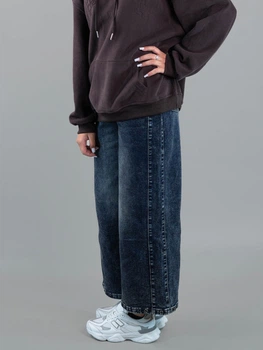 Детские джинсы wide leg для девочки 10-14 лет серые (N7435-1) 146