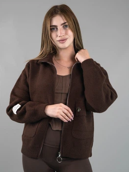Женская демисезонная кофта из альпаки шоколадная one size (722)