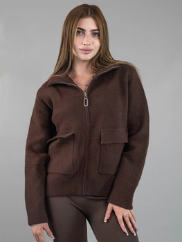 Женская демисезонная кофта из альпаки шоколадная one size (712)