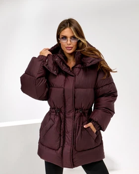 Зимовий жіночий пуховик Eva Classic ЕЛІС бордовий 42