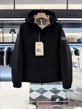 Мужская черная пуховая куртка Burberry с капюшоном, гусиный пух 90% 2XL