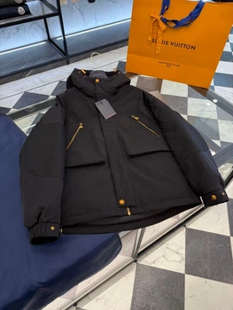 Мужская черная пуховая куртка Louis Vuitton Monogram с капюшоном, гусиный пух 90% M