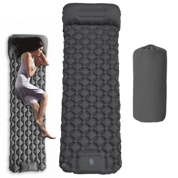 Надувной туристический матрас (188х58х6 см) Outdoor Sleeping, Темно-серый / Кемпинговый надувной каремат с