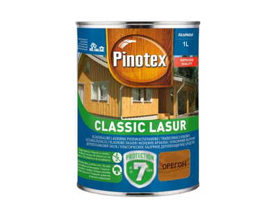 Лазур-лак антисептичний PINOTEX CLASSIC LASUR EURO для деревини матовий орегон 1 л