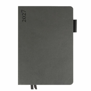 Ежедневник Leo Planner "Binario" 2027 A5 184 листов м/обл слп/т графитовый с обрезом в тон обложки + резинка-петля д/ручки (252726)