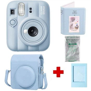 Набір камера Fujifilm Instax Mini 13 Frost Blue, Фотопапір 10шт, Чохол, Фотоальбом 64 фото Блакитний + в подарунок фоторамка (Подарункове пакування)