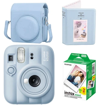 Набір камера Fujifilm Instax Mini 13 Frost Blue, Фотопапір 20шт, Чохол, Фотоальбом 64 фото Блакитний (Подарункове пакування)