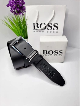 Ремінь чоловічий шкіряний Boss в подарунковому пакуванні