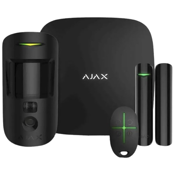 Комплект охранной сигнализации Ajax StarterKit Cam HDR(8EU)UA с тревожной кнопкой Черный