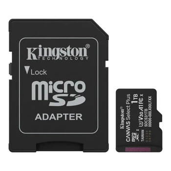 Карта пам'яті microSDXC, 1Tb, Kingston Canvas Select Plus, Class 10 UHS-I U3 V30 A1, SD адаптер, до 150 МБ/с (SDCS3/1TB)