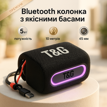 Беспроводная колонка с динамиком 45 мм и поддержкой звонков Bluetooth TG396 черная