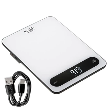 Кухонні ваги Adler AD 3177 WB USB — до 10 кг з USB-C акумулятором