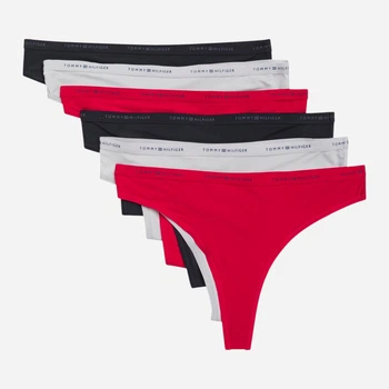 Набор трусиков танга женских Tommy Hilfiger 966045731 L 6 шт Черный/Светлый серый/Красный (1161981405)