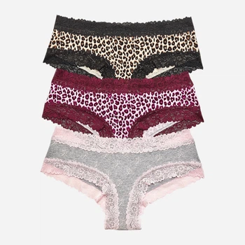 Набор трусиков бразилиана женских хлопковых Victoria's Secret 48250484 L 3 шт Бордовый/Серый/Черный (1162049476)
