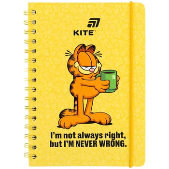 Блокнот А5, 80 сторінок в клітинку, обкладинка картон твердий Garfield GF26-190 Kite
