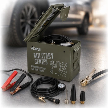 Автомобільний компресор Voin MILITARY SERIES 150psi 50A 160л Клеми (VM-080)