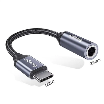 Кабель AUX Mini-jack 3.5 мм до Type-C Essager для iPhone Samsung Xiaomi Huawei Meizu Vivo Oppo Перехідник Аукс на Тайп-С USB-C для навушників 3.5 мм (48708)