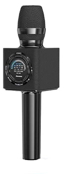 Микрофон Newmine MC66 беспроводной со встроенной колонкой и звуковой картой для караоке, черный