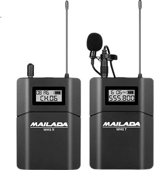 Беспроводной мини-микрофон Mailada WM8 Upgraded Mini Bee, крепление на камеру, микрофон для аудиозаписи, запись интервью на цифровую зеркальную камеру, микрофон для прямой трансляции на мобильный телефон, работает от батареек.