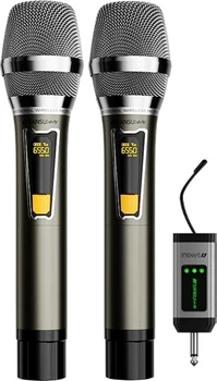 Микрофон SANSUI K41 беспроводной двухканальный перезаряжаемый для дома и сцены