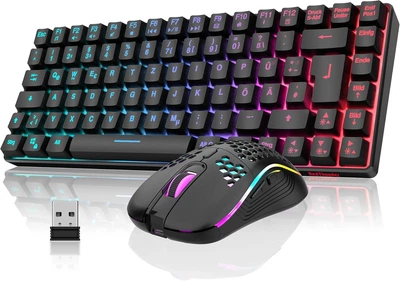Игровой набор (клавиатура и мышь) RedThunder K84 черный беспроводной 2.4 ГГц 75% TKL (85 клавиш) раскладка QWERTZ