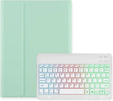 Чохол-клавіатура Disonbeir для iPad A16 11" (2025) та iPad 10th Gen 10.9" (2022) з підсвіткою RGB 7 кольорів розкладкою QWERTY відокремлюваною клавіатурою та тримачем для олівця