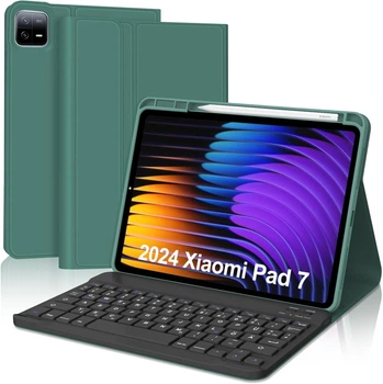 Чохол-клавіатура WINCHKING Зелений для Xiaomi Pad 7 Xiaomi Pad 7 Pro (2025) Xiaomi Pad 8 11.2" розкладка QWERTZ з тримачем для стилуса та Bluetooth