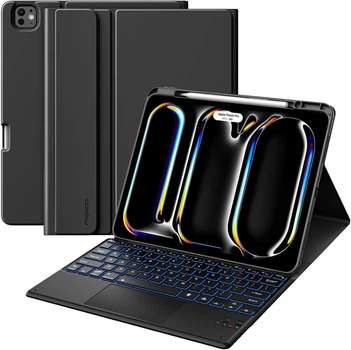 Чехол-клавиатура MoKo черный для iPad Pro 13" (2024/2025) модели A3360 A3361 A3362 с отделяемой беспроводной клавиатурой мультитач-тачпадом и подсветкой QWERTY