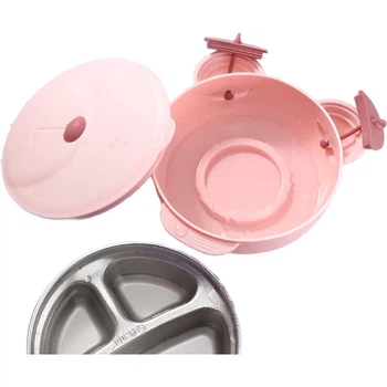 Набор детской посуды COOKSS из стали 316 на присоске с подогревом 3 предмета Pink