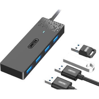 USB-концентратор UNITEK USB 3.0, 4-портовая док-станция расширения с портом питания Type-C, для ноутбуков и настольных компьютеров, адаптер One-To для клавиатуры, мыши, USB-накопителя, длина кабеля 0,3 метра.