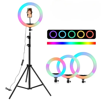 Кольцевая светодиодная цветная лампа RGB LED MJ26 26 см Лампа для блогеров
