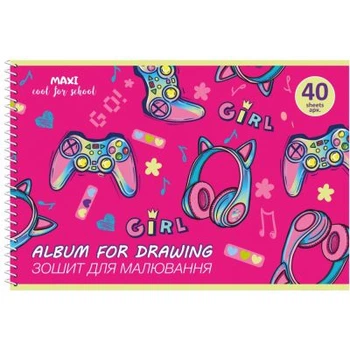Альбом для малювання Maxi А4 на спіралі 40 аркушів, 100г/м2 (MX60924)