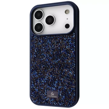 Чехол совместим с любым защитным стеклом Bling World Rock Diamond (TPU) c блестящими кристаллами iPhone 17 Pro Blue