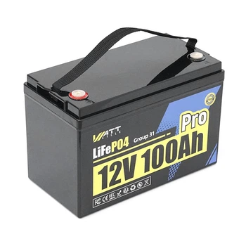 Аккумуляторная батарея WattCycle LiFePO4 WT12V100AH110PRO 12,8V 100Ah, 1,28kWh, BMS110A-4S, 5000-15000 cycles, IP66, 332x172x218,11.8kg