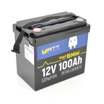 Аккумуляторная батарея WattCycle LiFePO4 WT12V100AH100MINIBT Bluetooth 12,8V 100Ah, 1,28kWh, BMS50A-4S, 6000 cycles, 229x138x208, 9.5kg