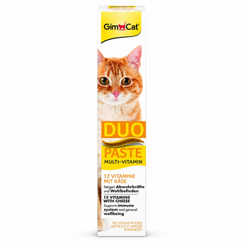Паста GimCat DUO PASTE Multi-vitamin 12 vitamins with cheese для котів усіх порід 12 вітамінів та сир 50г