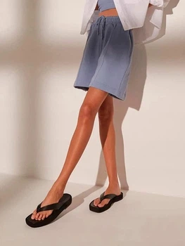 Шорты женские Missguided rs110039b81 голубые утепленные свободного кроя oversize с эластичным поясом и шнурком размер UK 10 / EU 38 / US 6