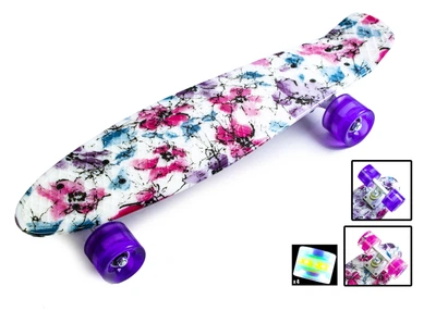 Скейт Penny Board 22" Print "Маки" на LED колесах