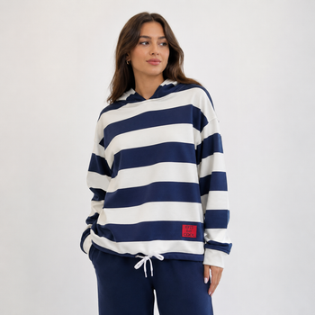 Жіноче худі oversize у смужку з капюшоном KAPTSOVA MKKS6013-4 - Oversize 42/52, Синій