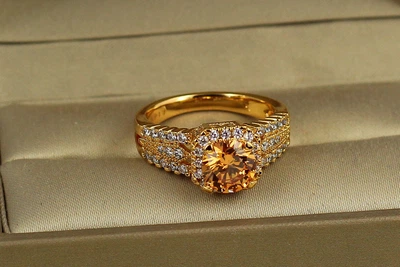 Кольцо Xuping Jewelry Магический элексир с желтым камнем р 16 золотистое