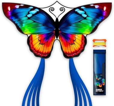 Большой воздушный змей "Яркий Бабочка" Beautiful Sparkling Butterfly Kite (для детей и взрослых, с каркасом из стекловолокна)